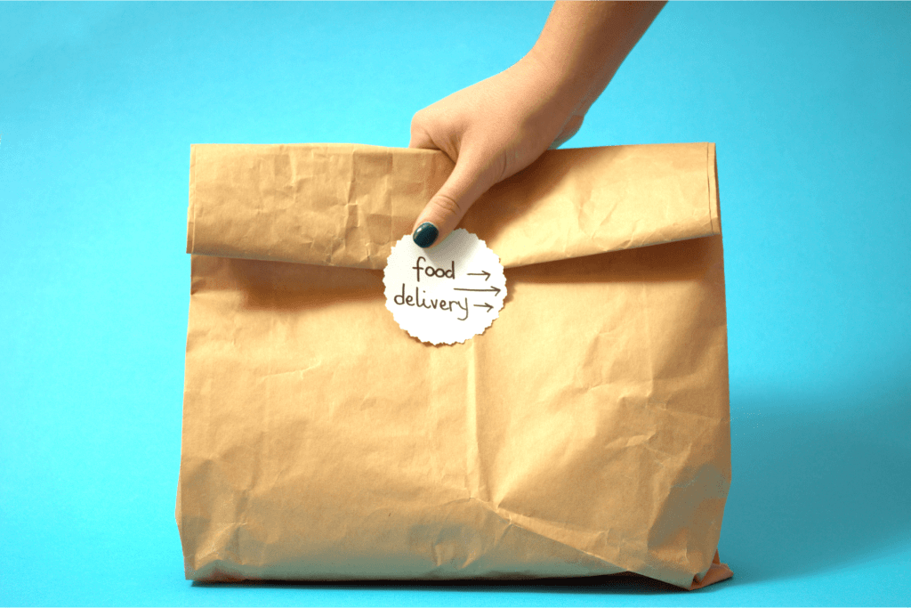 food delivery in paper bag