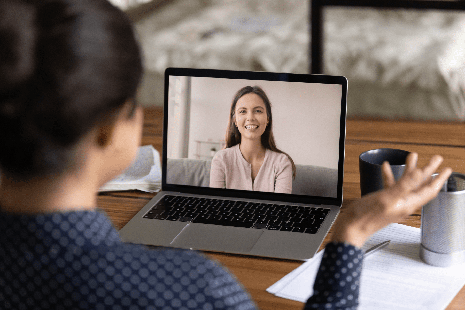 woman conducting a virtual interview