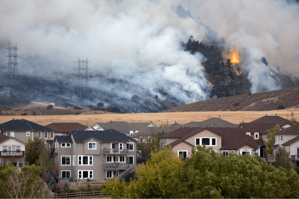 forest fires approaching homes, which can be a named peril or open peril